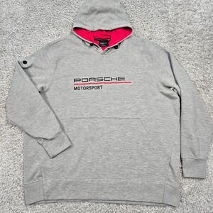 Porsche Design‎ Mens Motorsport Pullover Hoodie Size XL Gray Racing Streetwear
